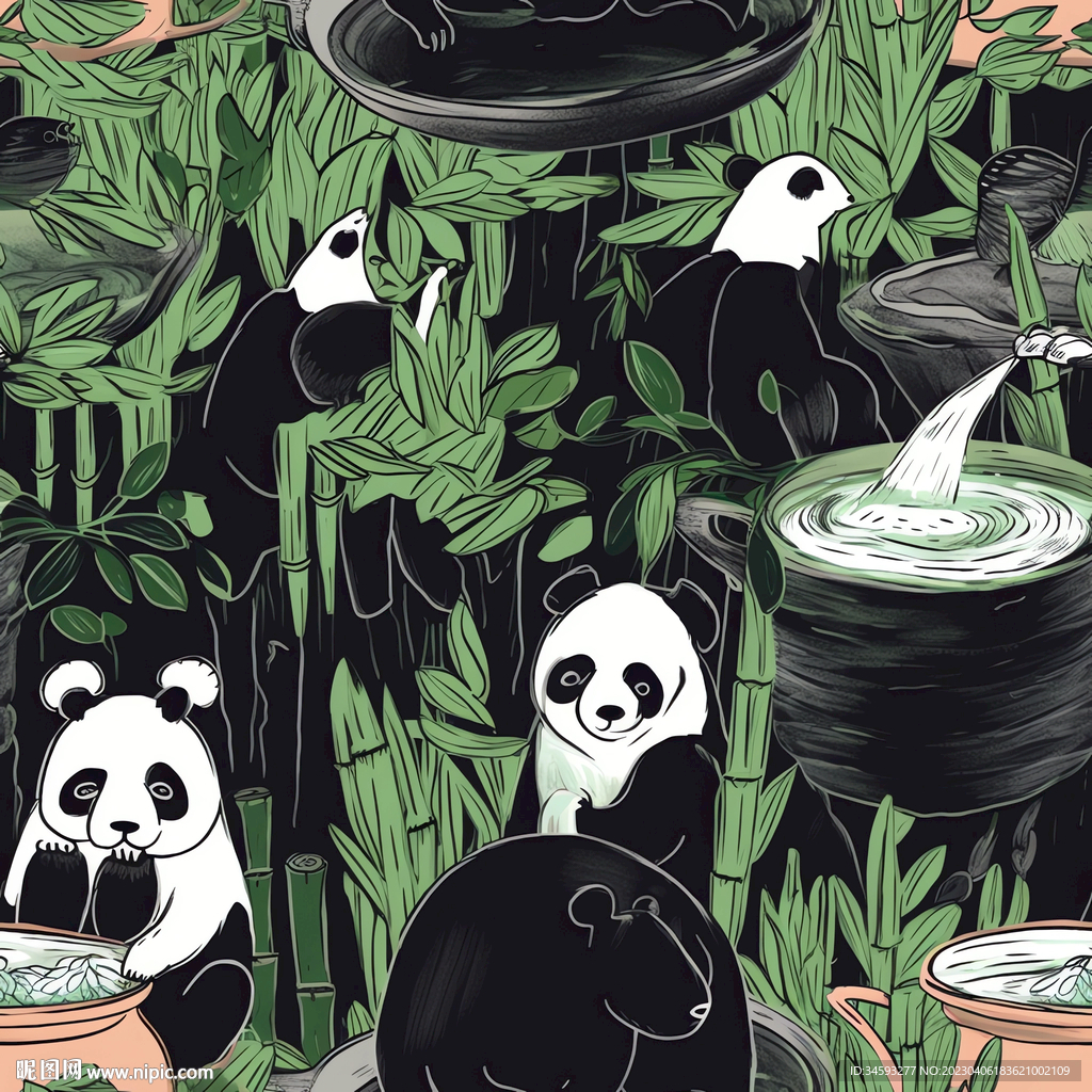 大熊猫印花图案