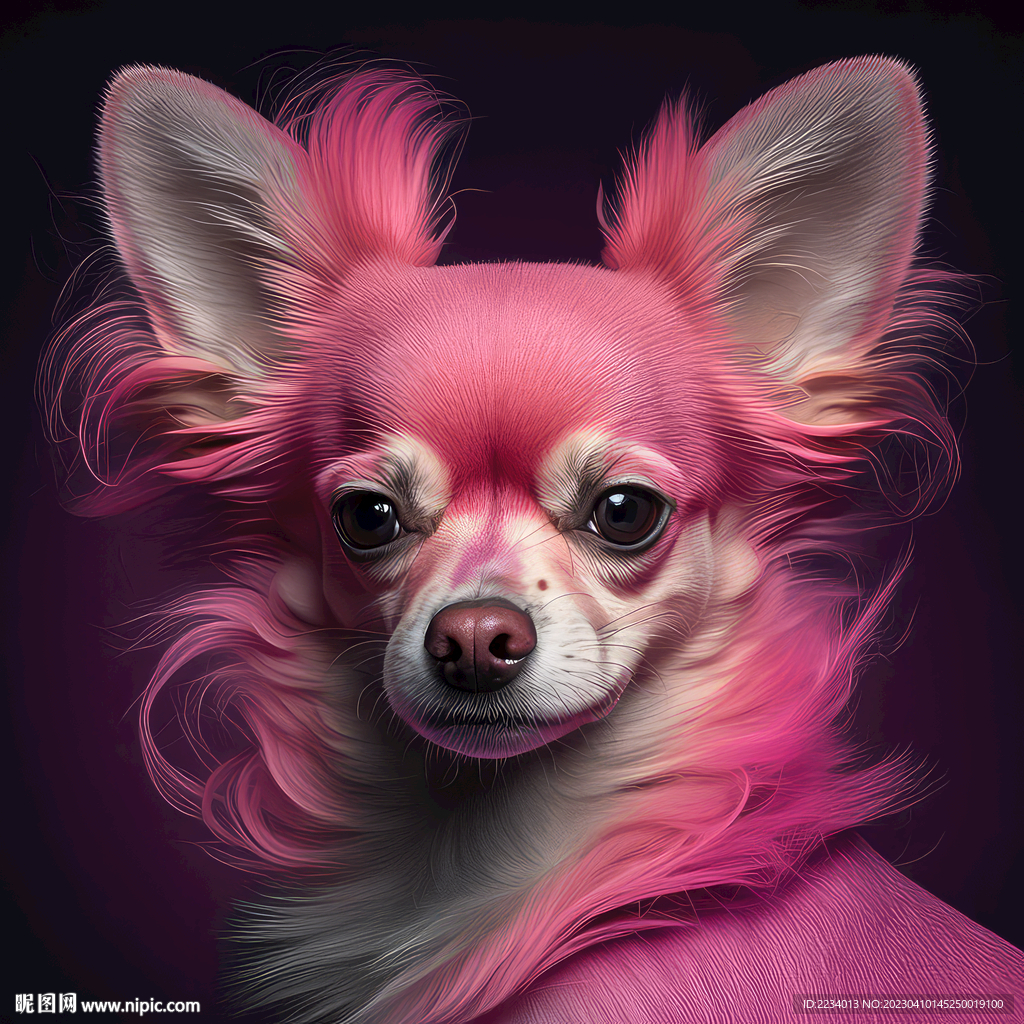 粉色长毛宠物狗