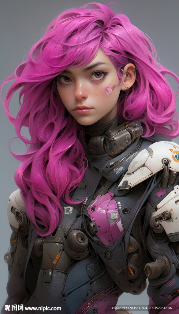 粉红紫色头发女孩