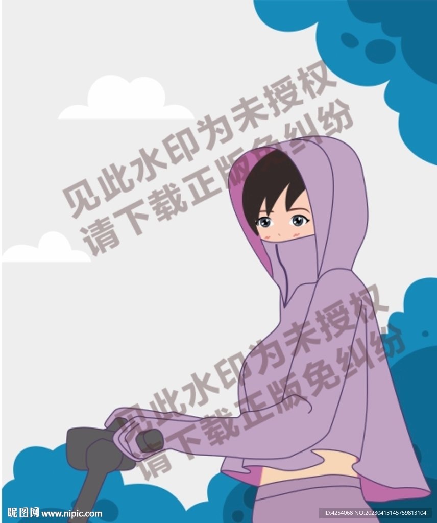 矢量卡通防曬衣女