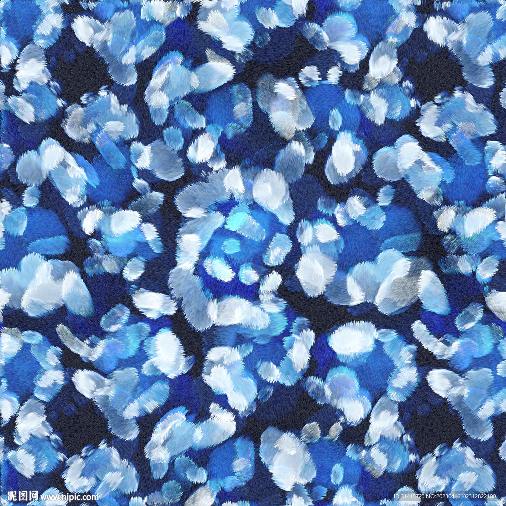 蓝色斑点豹纹印花