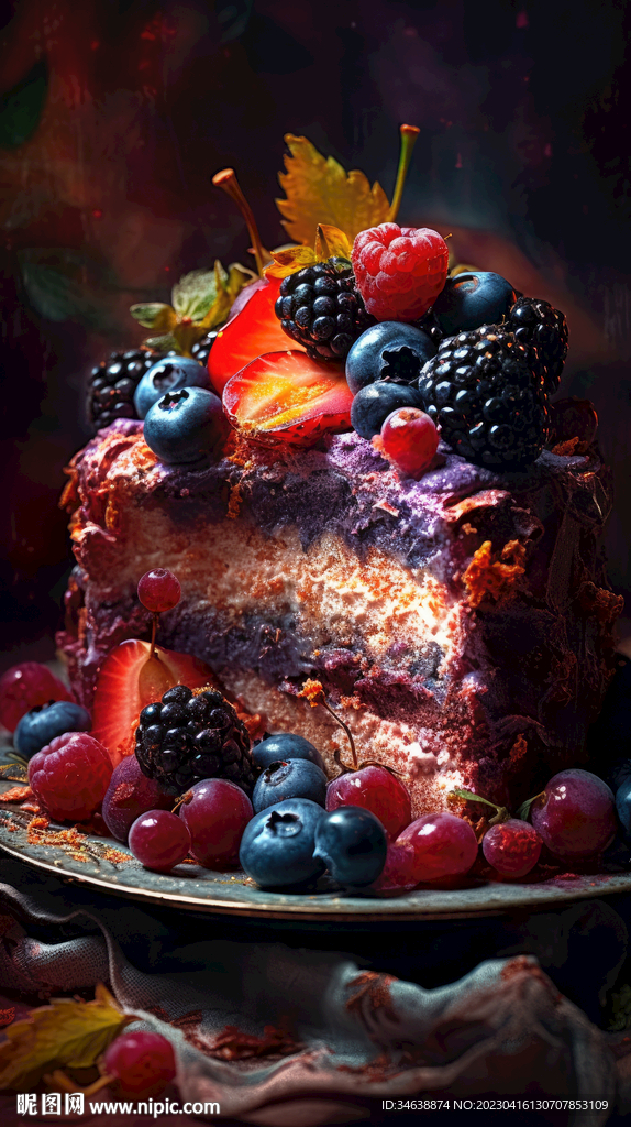 蓝莓草莓蛋糕