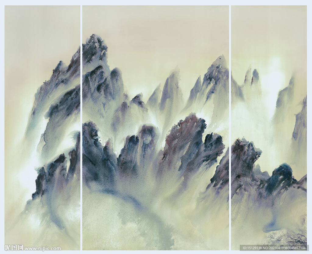 潑墨山水三聯(lián)屏