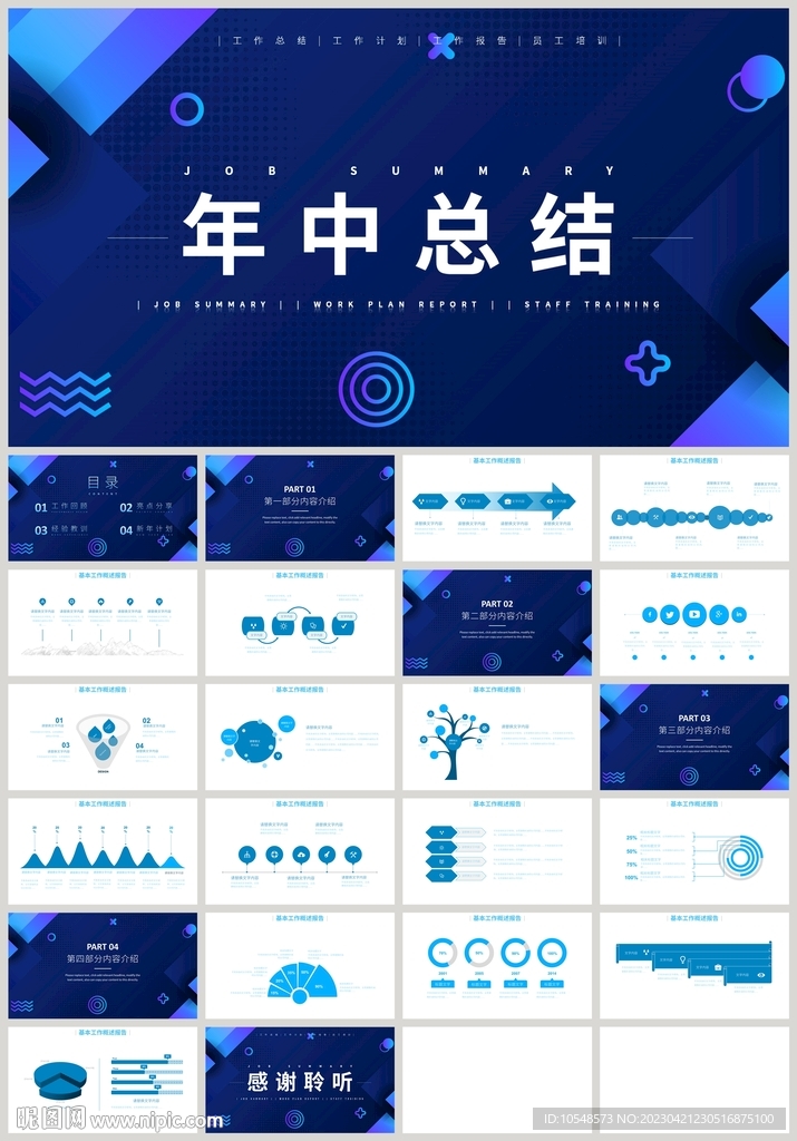 藍色科技年中總結(jié)計劃匯報PPT