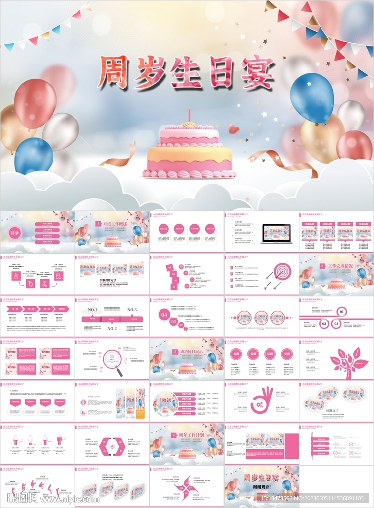 2023周歲兒童生日快樂PPT