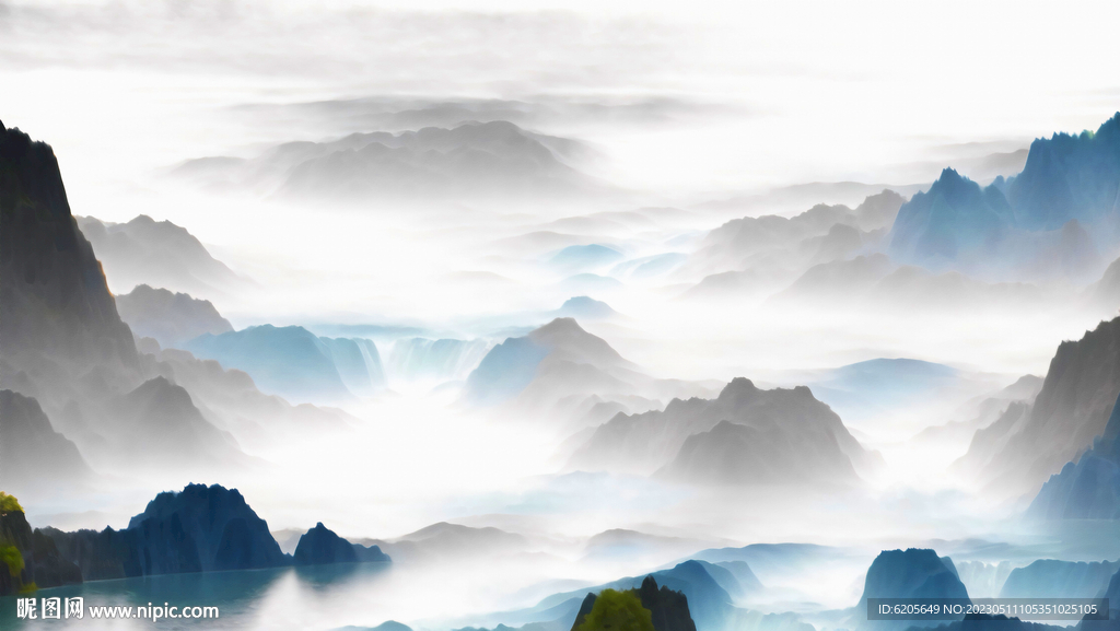 水墨意境山水油畫
