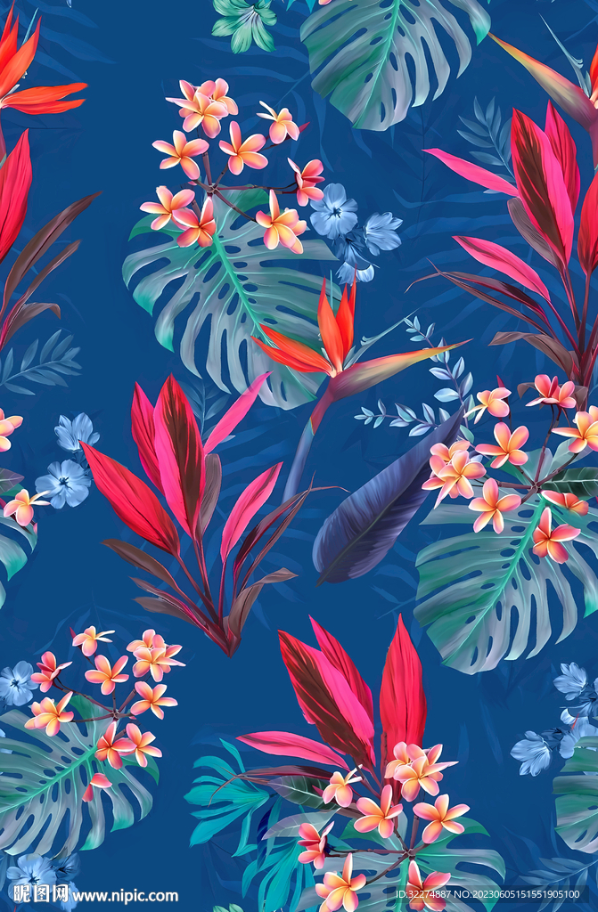 熱帶花數(shù)碼印花