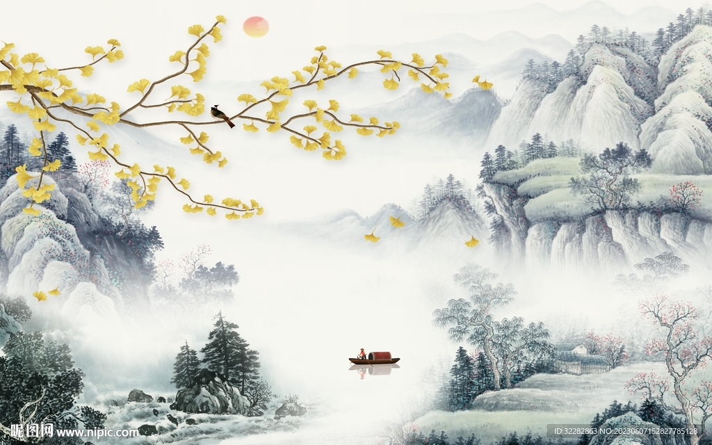 高端 別墅中式山水 tIf分層