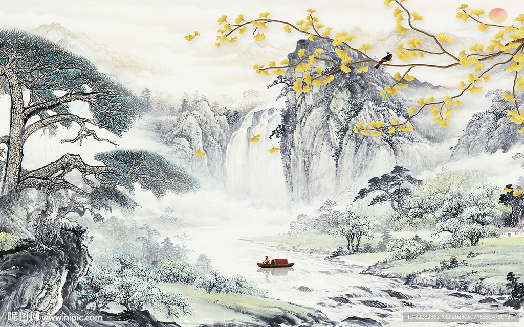 高清 別墅中式山水 tIf分層