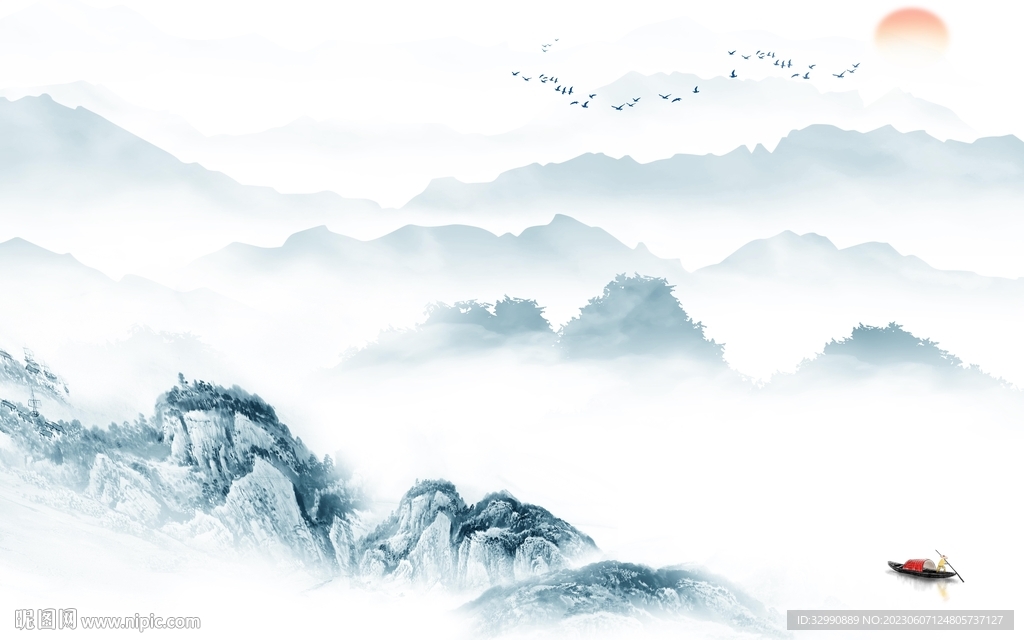 簡約 新款背景山水 tIf分層