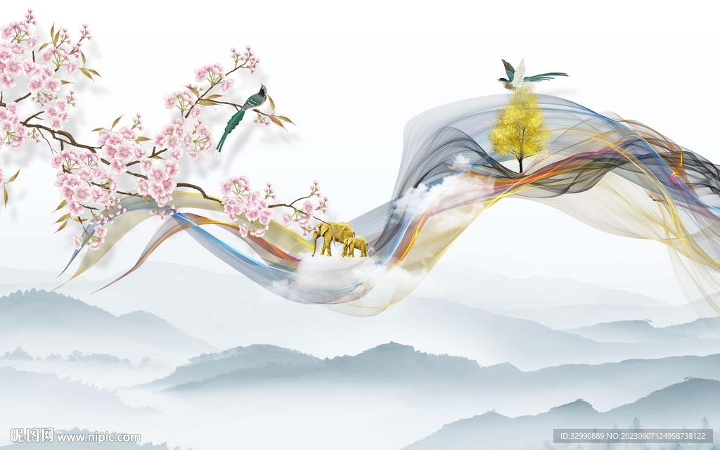 意境 新款背景山水 tIf分層