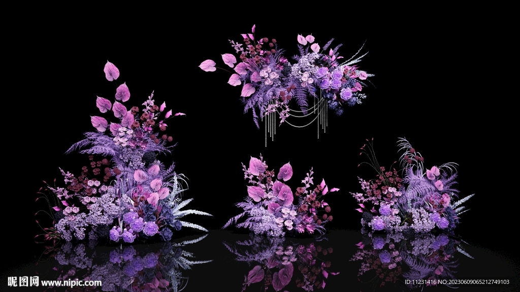紫色婚禮花藝su模型