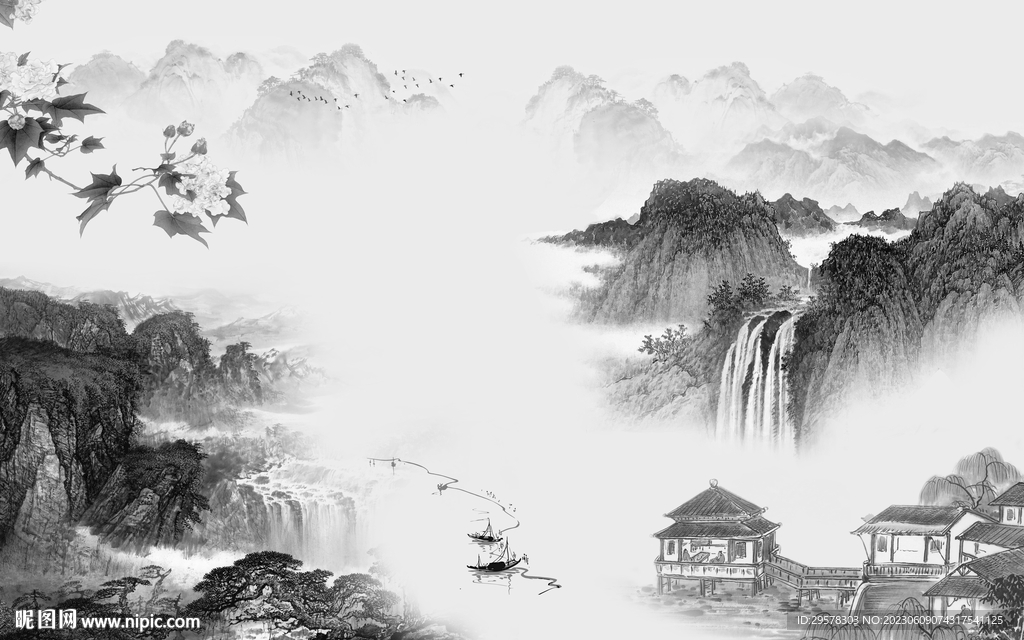 客廳 意境灰色山水 TIf分層