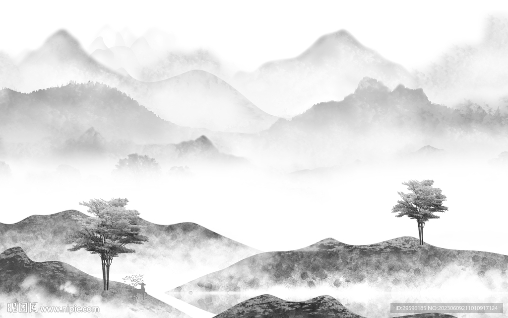 水墨 簡(jiǎn)奢高檔山水 tIf分層