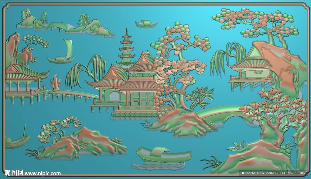 山水靠背