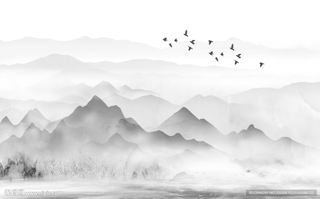 簡約山水背景墻