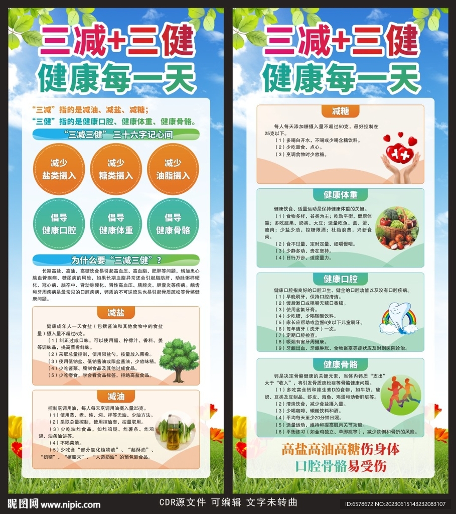 三減三健健康教育展架