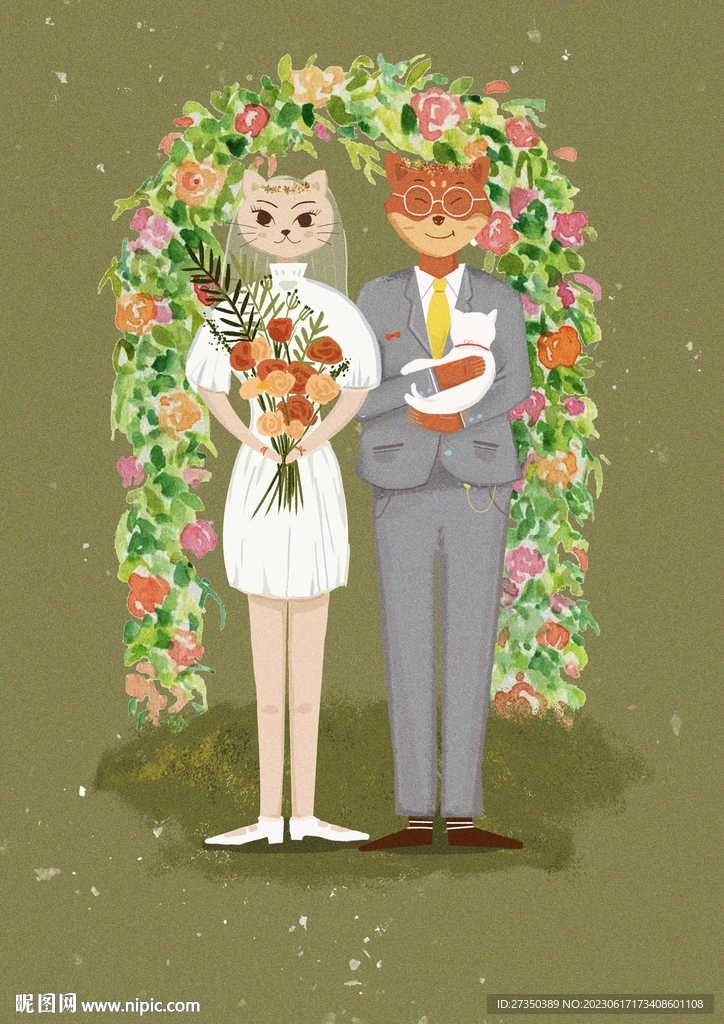 原創動物夫妻插畫
