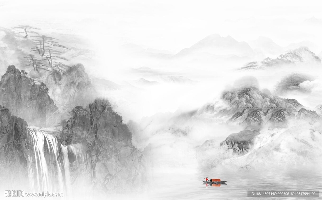 高山流水山水畫
