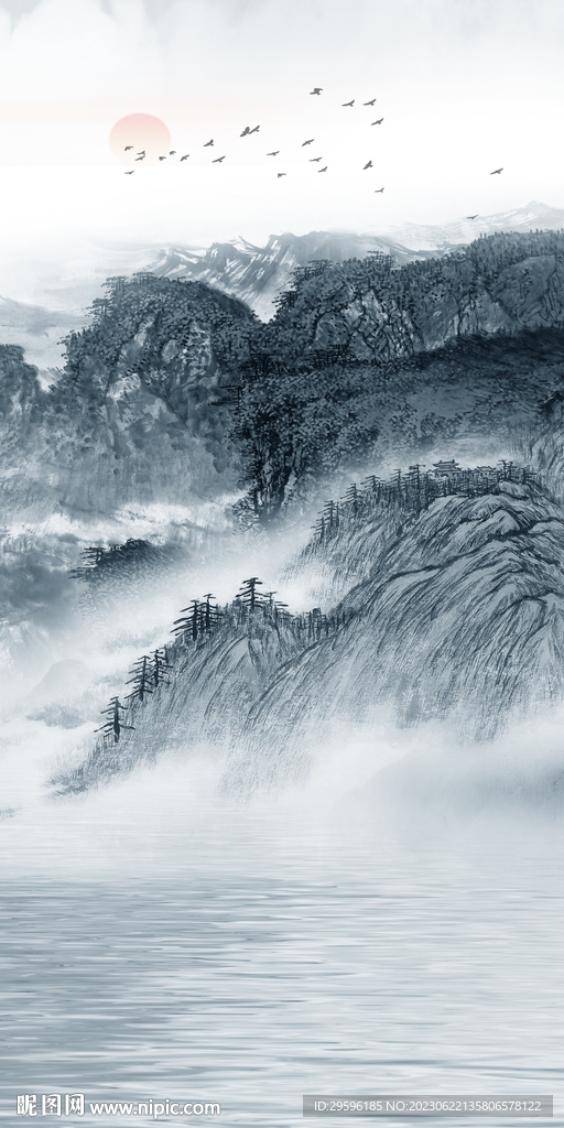 現代 輕奢簡意山水 tif分層