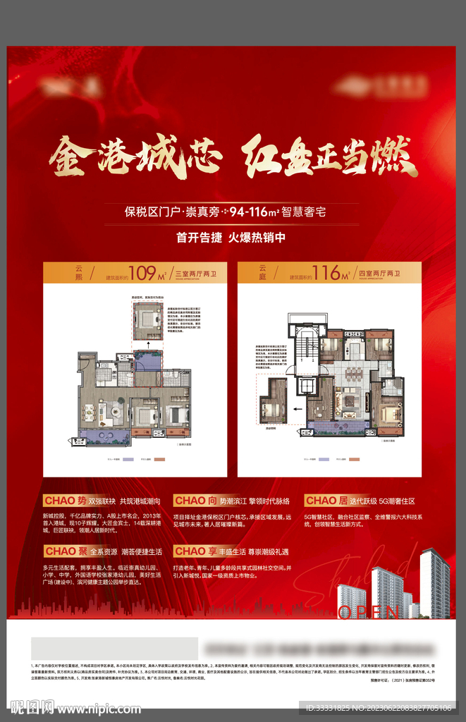 紅色地產(chǎn)戶型展架