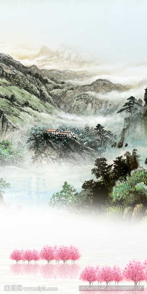 古風(fēng) 新玄關(guān)中式畫(huà) Tif分層