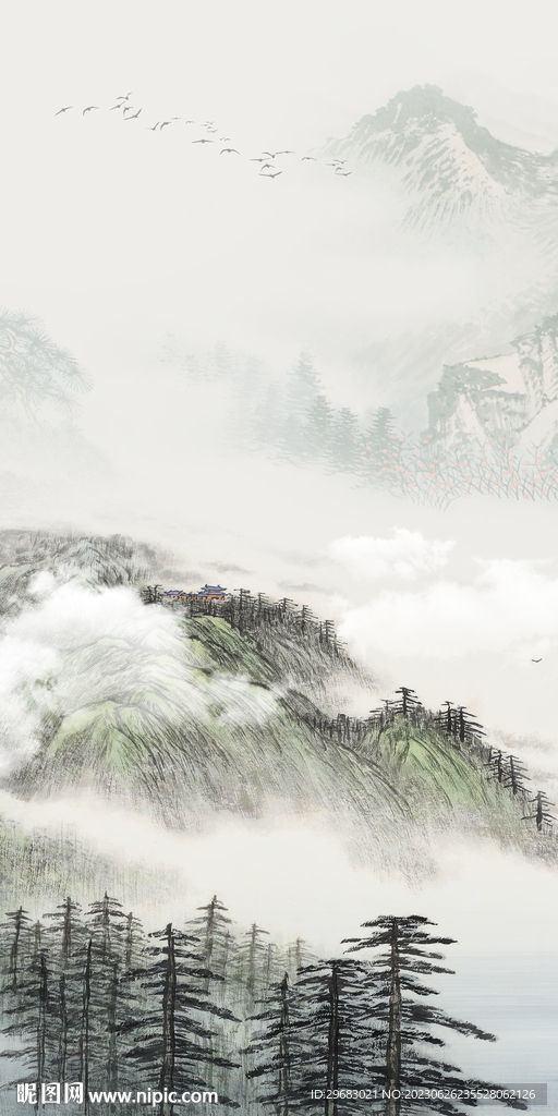 高檔 高清山水玄關 Tif分層