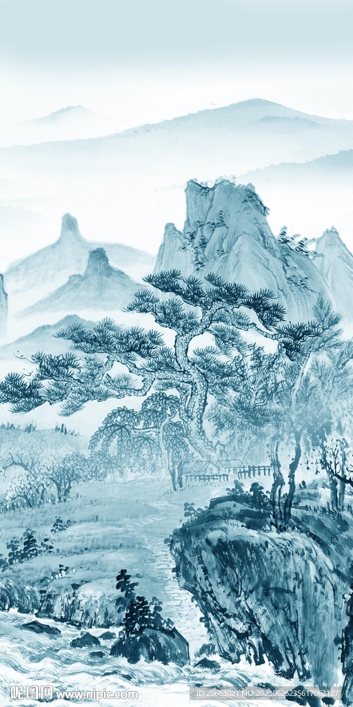 高端 高清山水玄關 Tif分層