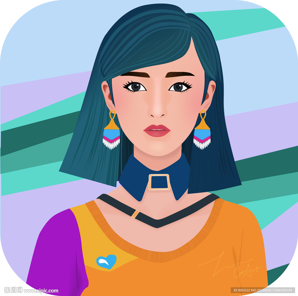 時尚多彩女性插畫