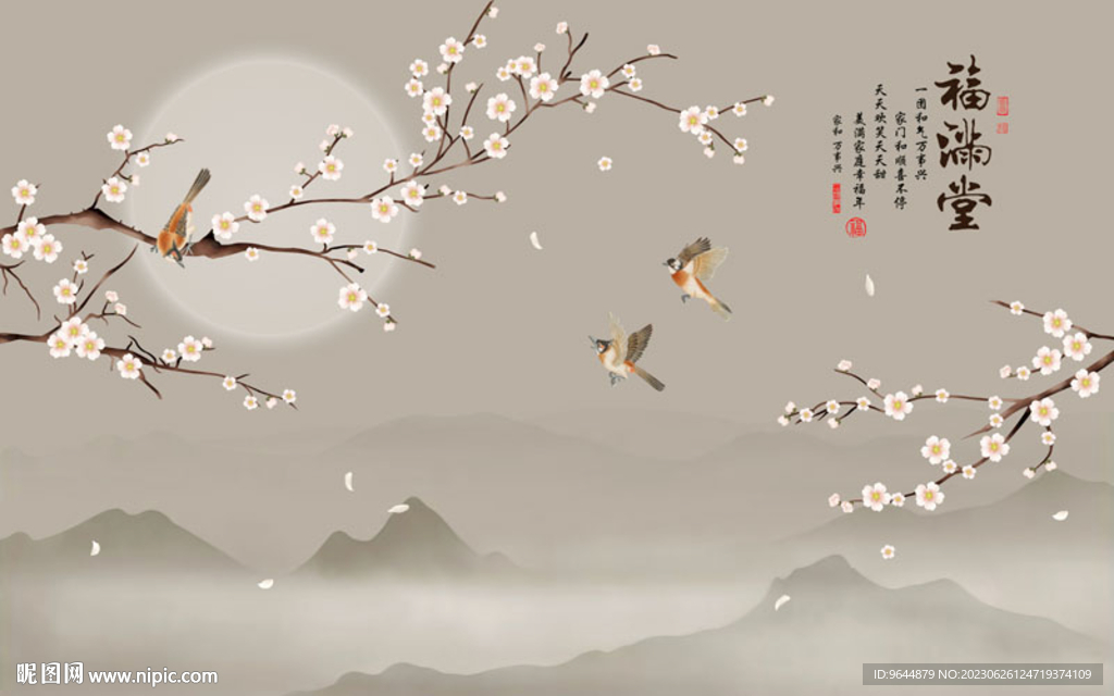 復古花鳥山水裝飾畫