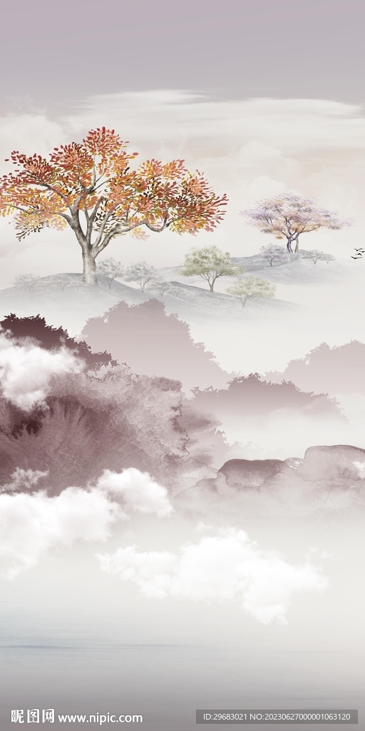 現代 高清山水玄關 Tif分層