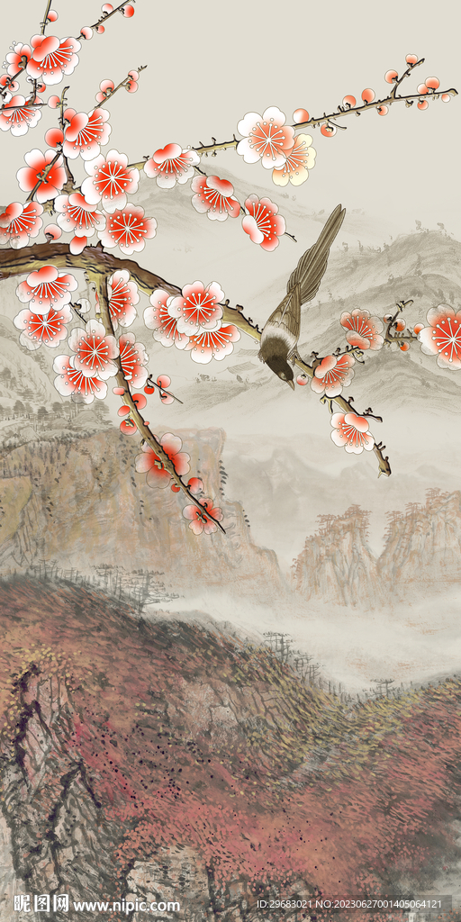 人氣 高清山水玄關 Tif分層