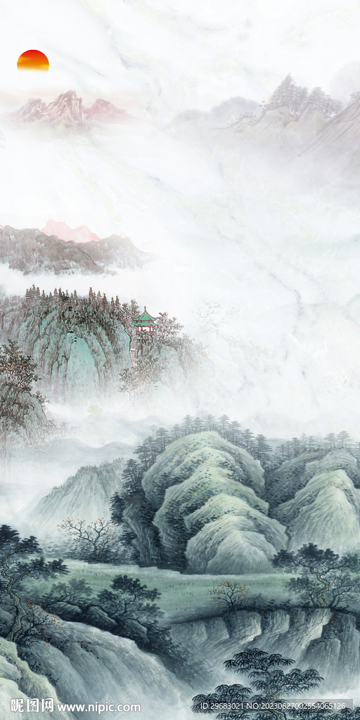 爆款 山水清晰玄關(guān) Tif分層