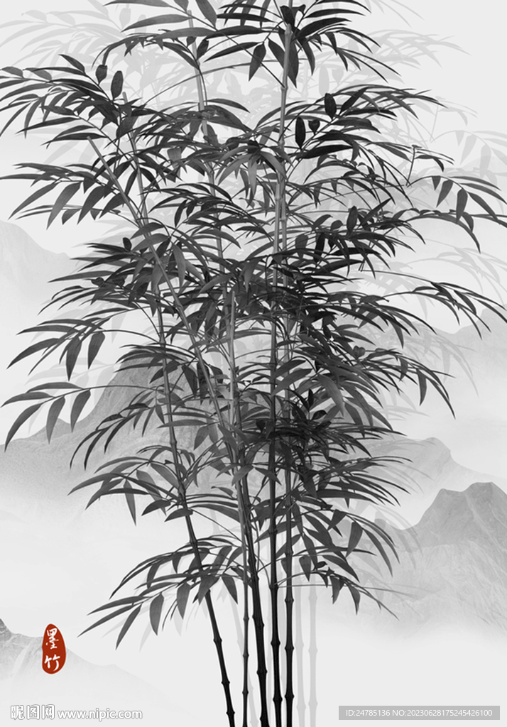豎幅水墨竹子