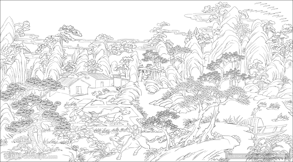 白描山水圖
