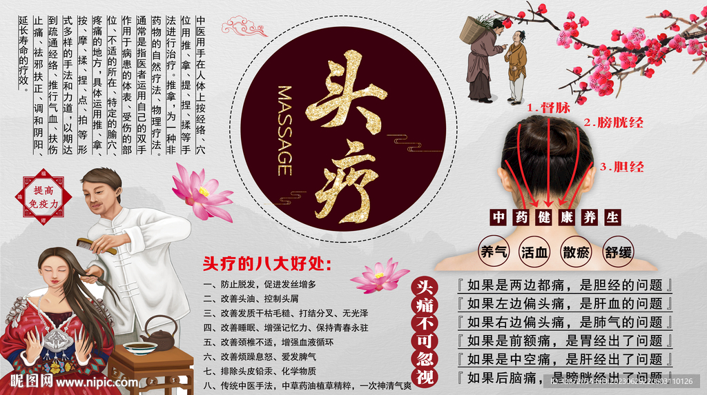 頭療按摩背景墻