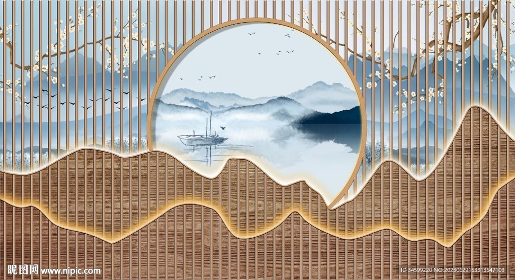 養生足浴背景墻壁畫