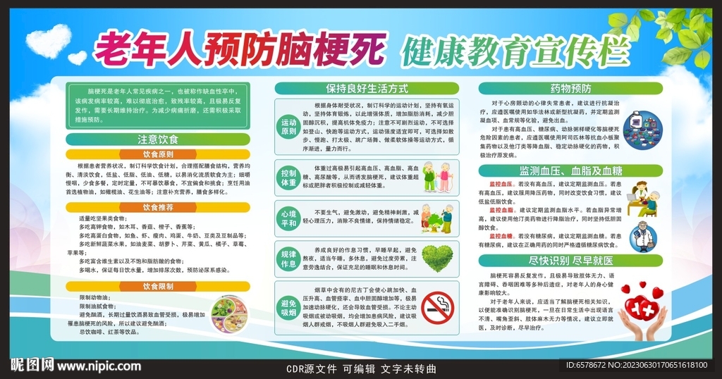 預防腦梗死健康教育宣傳欄