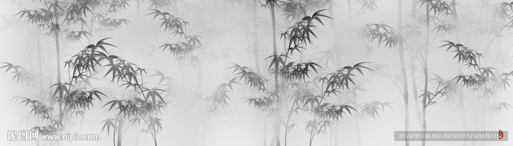 巨幅水墨竹子背景墻