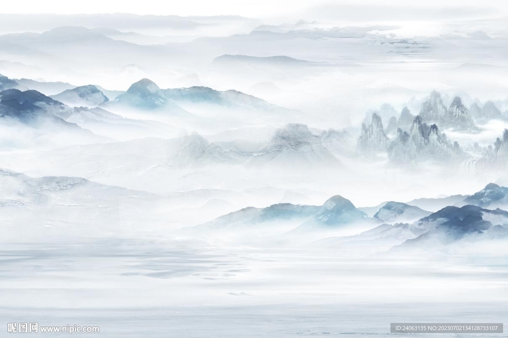國畫山水背景墻