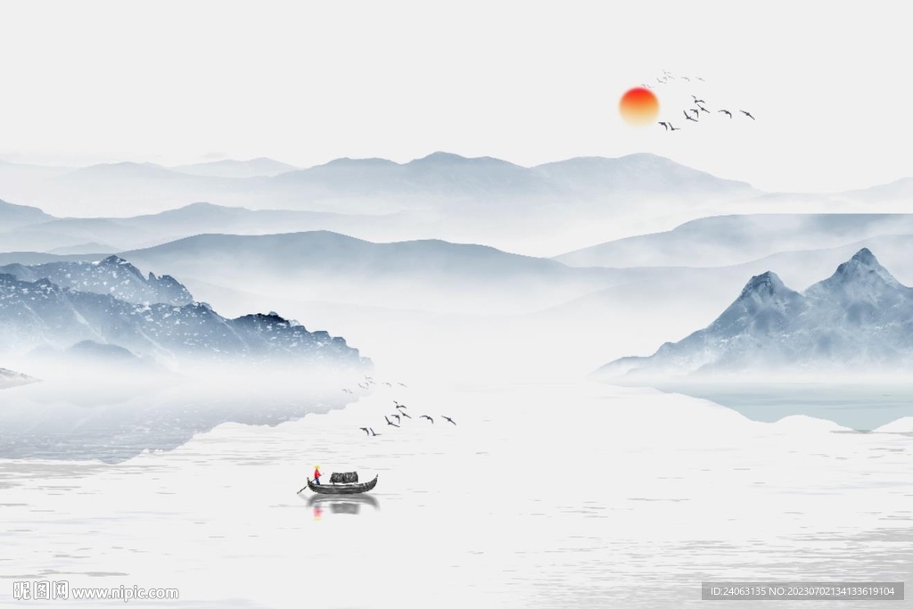 國畫山水背景墻