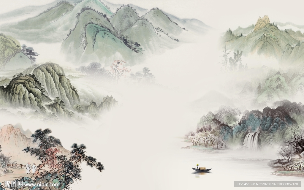 現代 最新中式山水 Tif分層