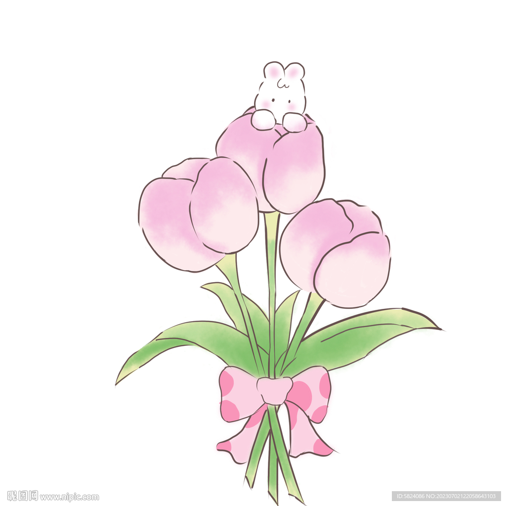 郁金香可愛插畫