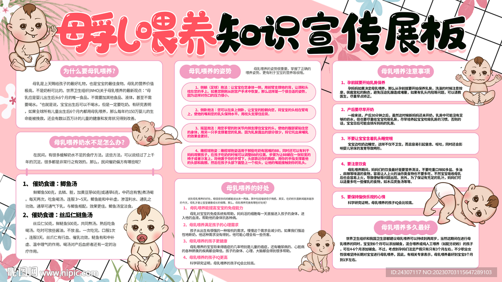個性母乳喂養知識宣傳展板