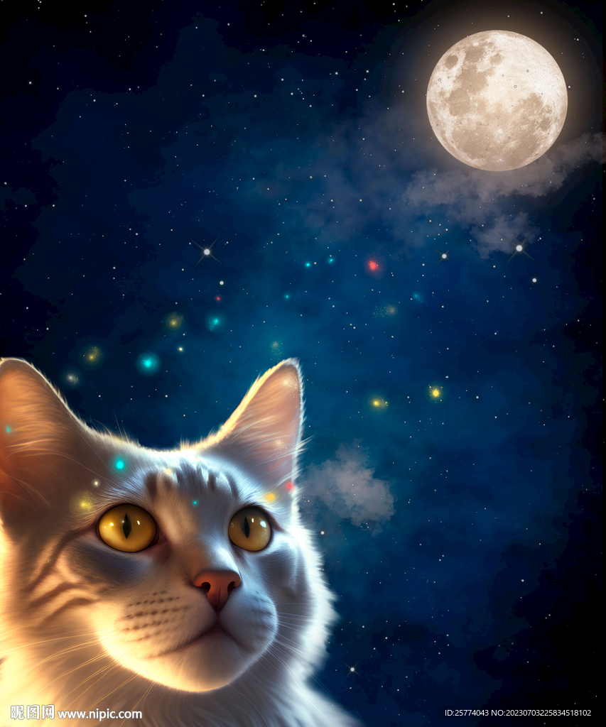 小猫望月