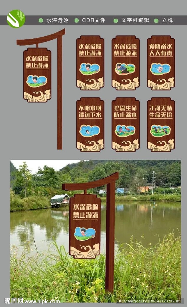 水深危險警示牌