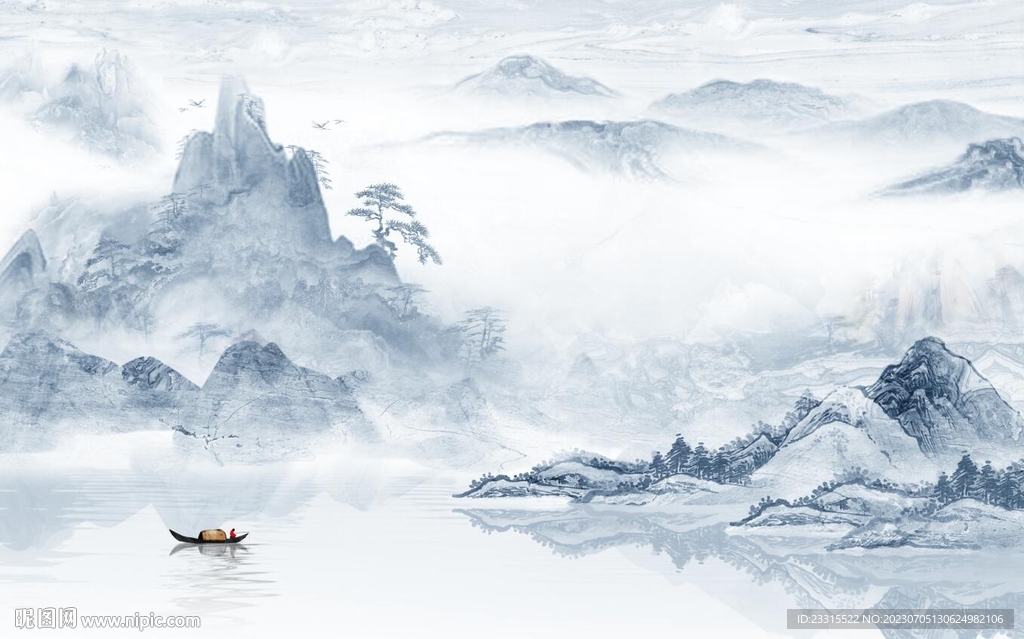 簡(jiǎn)約新中式山水背景墻