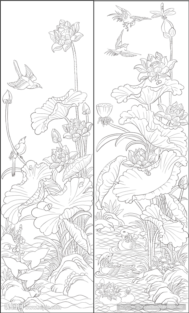 白描荷花