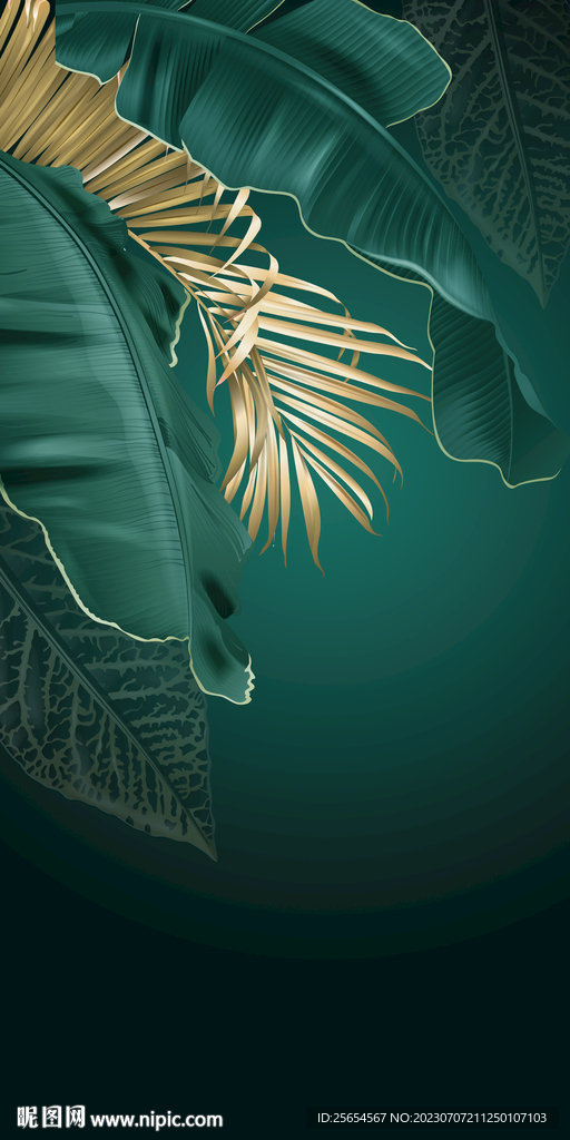 热带植物芭蕉叶玄关晶瓷装饰画
