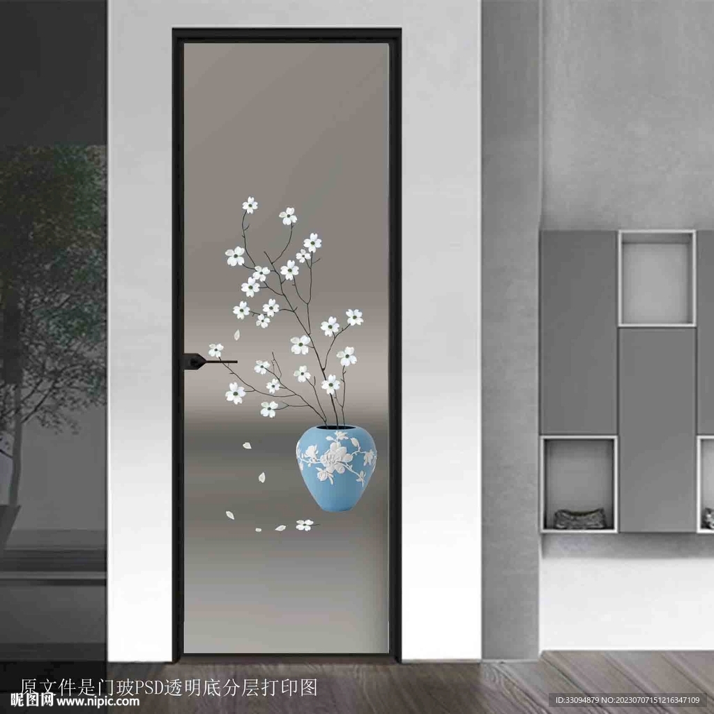 高清分層透明底平開門打印圖